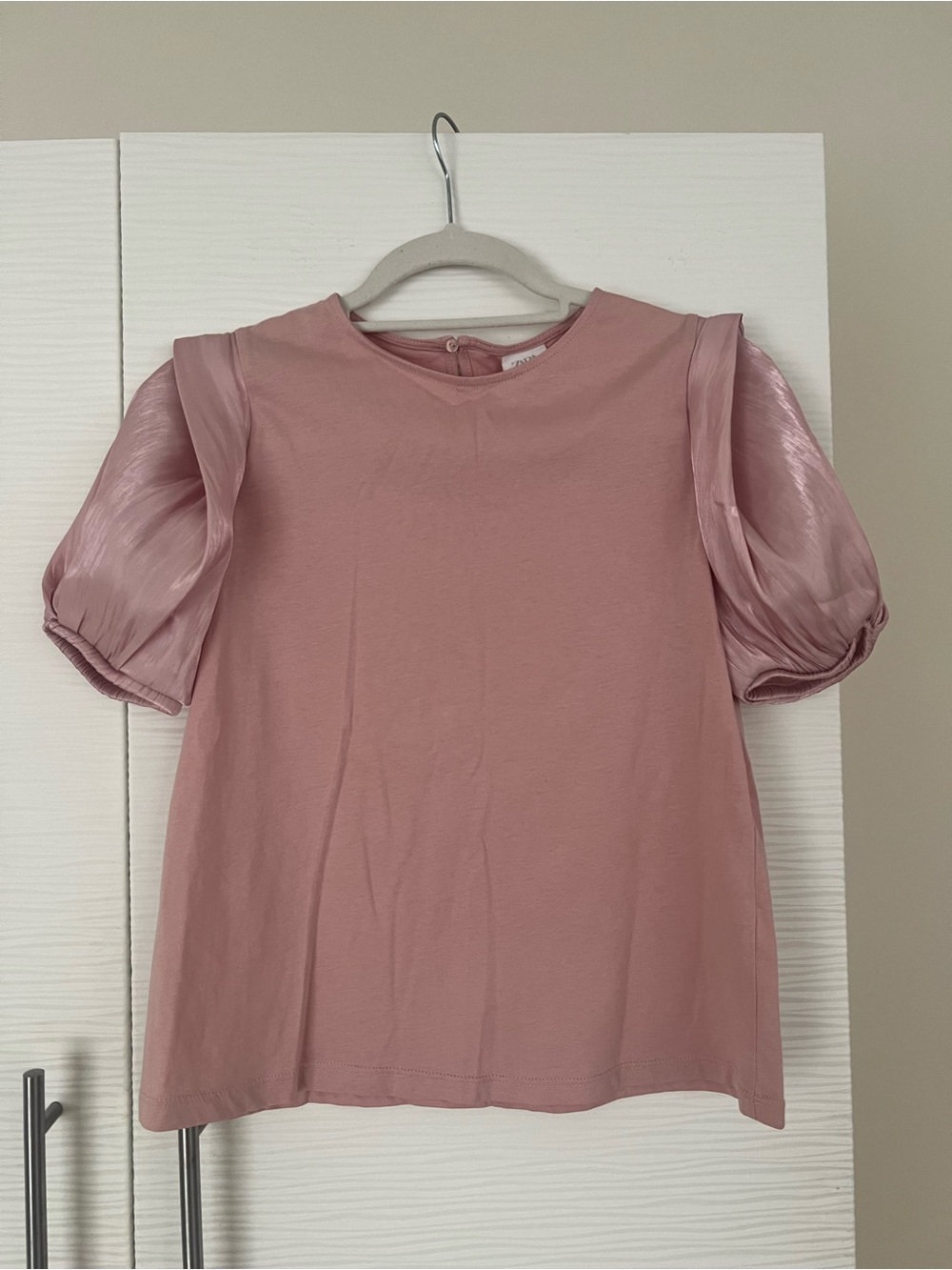 Zara Dusty Pink Puff Sleeve Short Sleeve Tee